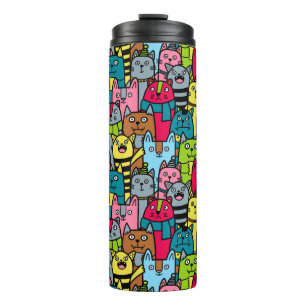 Cat and kittens thermal tumbler