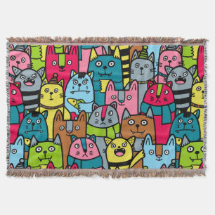Cat and kittens throw blanket