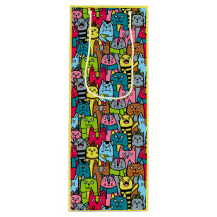 Cat and kittens wine gift bag