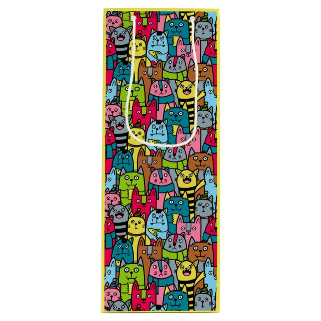 Cat and kittens wine gift bag (Front)