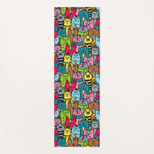 Cat and kittens yoga mat