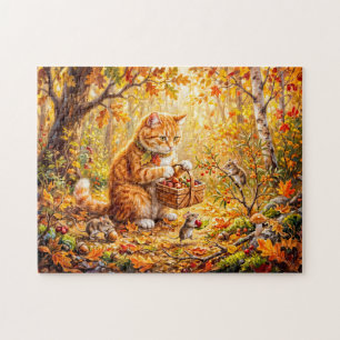 Cat and Mice Forest Winter Gathering Jigsaw Puzzle