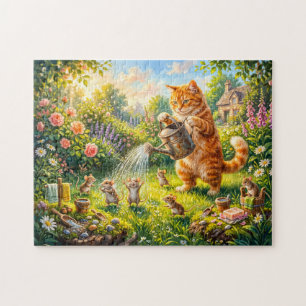 Cat and Mice Garden Water Fun Jigsaw Puzzle