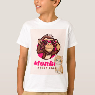 Cat and monkey design t-shirt