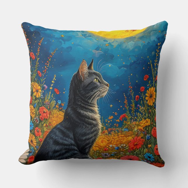 Cat and moon cushion (Front)