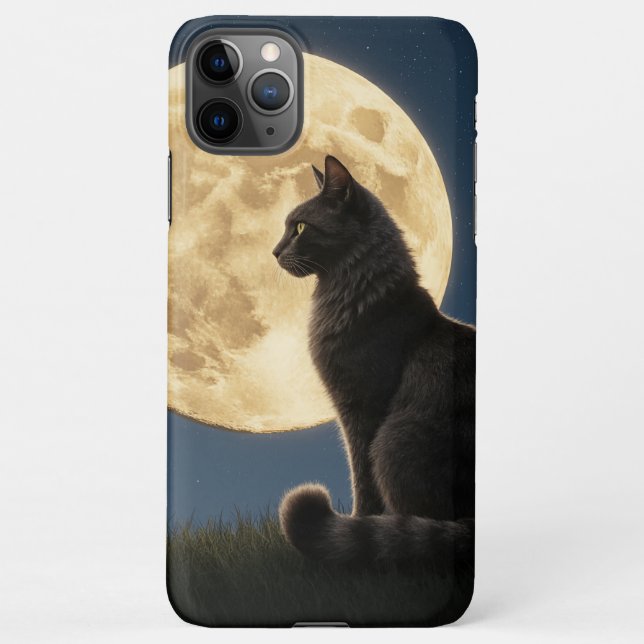 cat and moon iphone 11 pro phone case (Back)