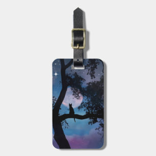 Cat and Moon Luggage Tag
