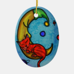 Cat and Moon Ornament