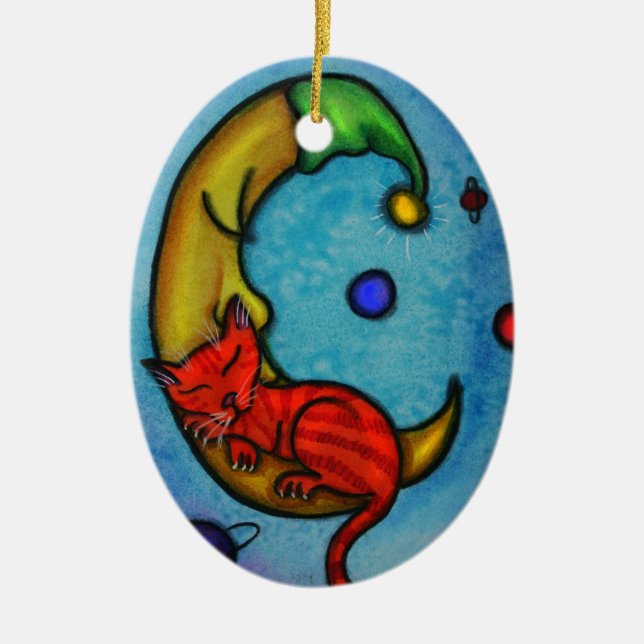 Cat and Moon Ornament (Front)