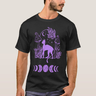 Cat and Moon Phase Witchy New Age Purple Women's T-Shirt