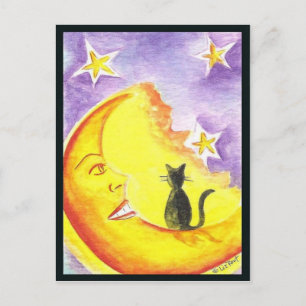 Cat and Moon Postcard