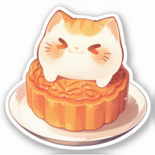 Cat and Mooncake Sticker