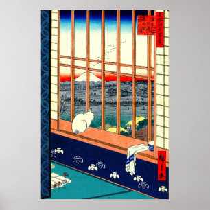 Cat and Mount Fuji 1857 Poster