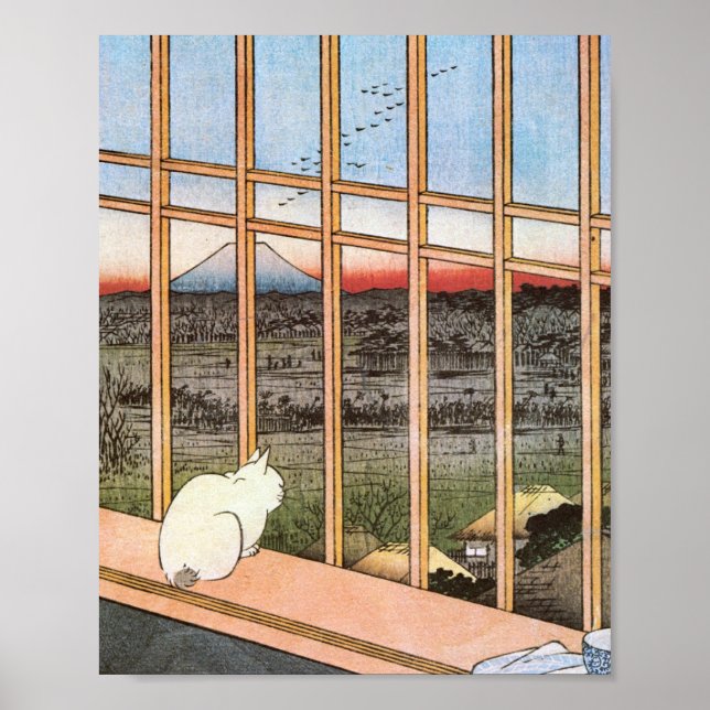 Cat and Mount Fuji, Hiroshige Poster (Front)