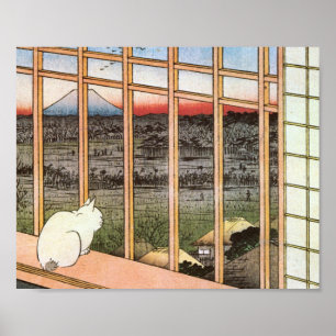 Cat and Mount Fuji, Hiroshige Poster