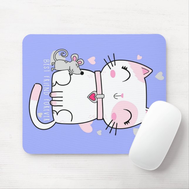 Cat And Mouse Best Friend Forever Blanket Mat (With Mouse)