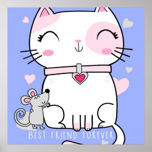 Cat And Mouse Best Friends, Funny Cat Kitten Gift Poster