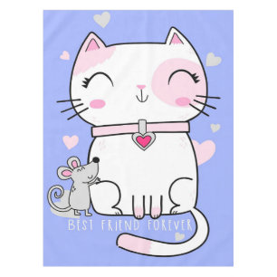 Cat And Mouse Best Friends, Funny Cat Kitten Gift Tablecloth