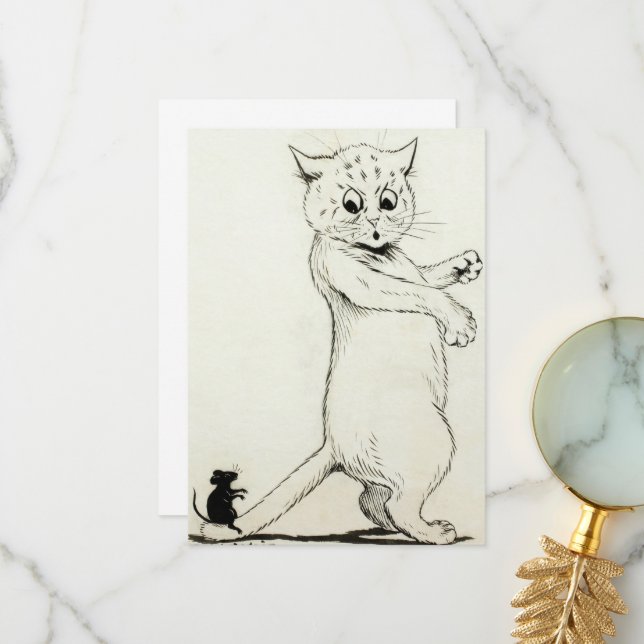 Cat and Mouse by Louis Wain Thank You Card (Front/Back In Situ)