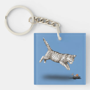 Cat and Mouse cartoon Key Ring
