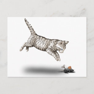 Cat and Mouse cartoon Postcard