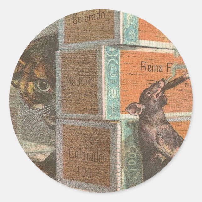 Cat and Mouse Classic Round Sticker (Front)