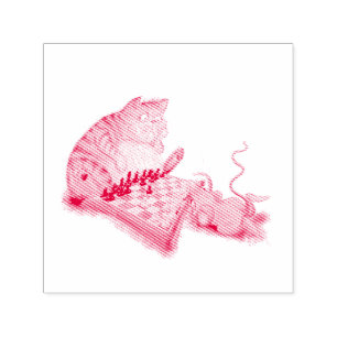 Cat and Mouse Playing Chess Cartoon Drawing Funny Self-inking Stamp