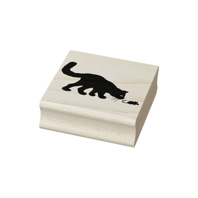 cat and mouse silhouette art stamp (Stamp)