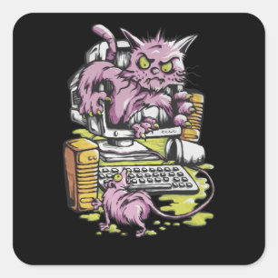 Cat and Mouse Square Sticker