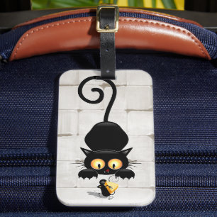 Cat and Mouse with Cheese Fun Cartoon Characters Luggage Tag