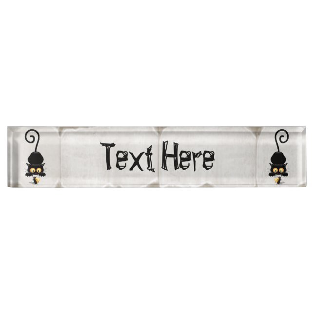 Cat and Mouse with Cheese Fun Cartoon Characters Nameplate (Front)