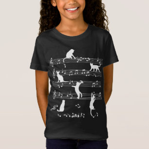Cat And Music Gift, Cat Playing Note Music T-Shirt