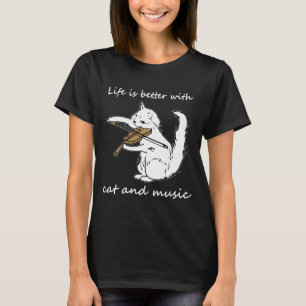 Cat and music, Gift for cat and music lovers T-Shirt