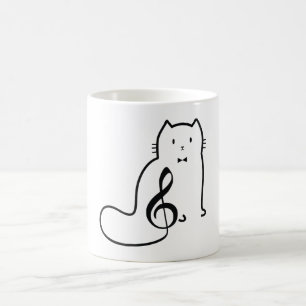 CAT AND MUSIC NOTE COFFEE MUG