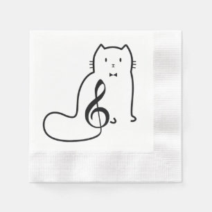 CAT AND MUSIC NOTE NAPKIN