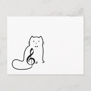 CAT AND MUSIC NOTE POSTCARD
