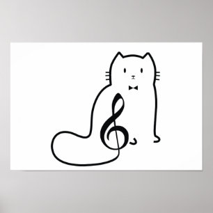 CAT AND MUSIC NOTE POSTER