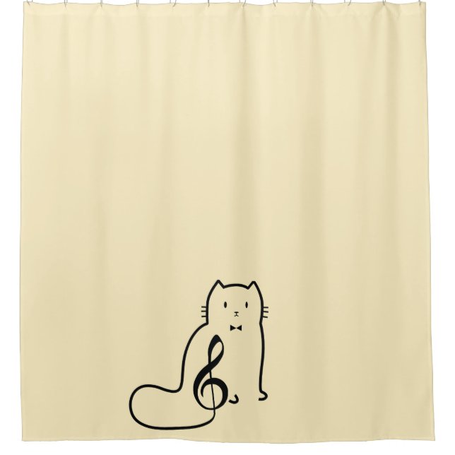 CAT AND MUSIC NOTE SHOWER CURTAIN (Front)