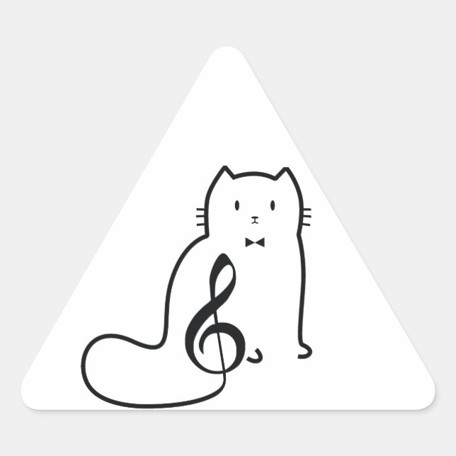 CAT AND MUSIC NOTE TRIANGLE STICKER (Front)