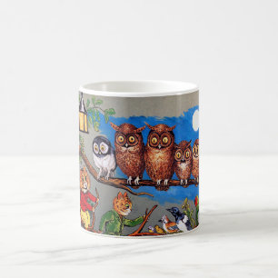 Cat and Owl, Louis Wain Coffee Mug