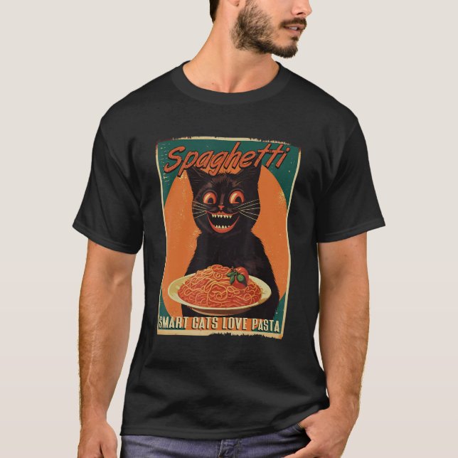 Cat and Pasta Smart Cats Love Spaghetti Women Men  T-Shirt (Front)