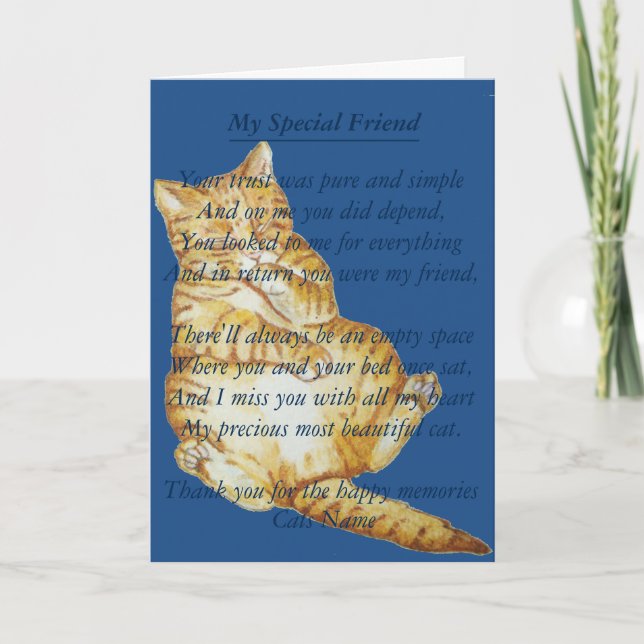 cat and pet sympathy original poem card (Front)