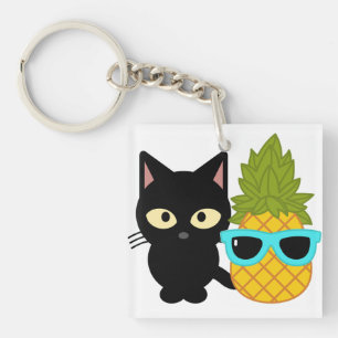 cat and pineapple are best friends key ring