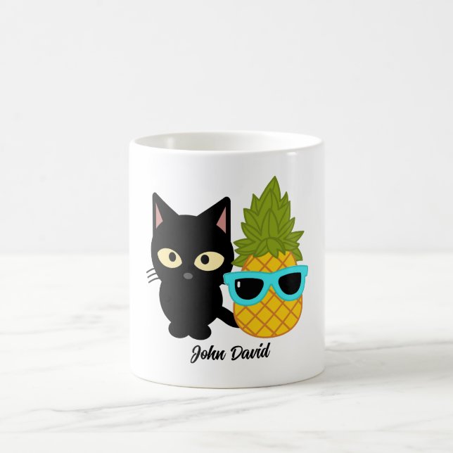 cat and pineapple are best friends, personalise  coffee mug (Center)