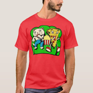 Cat and pizza eating popcorn T-Shirt