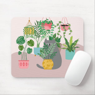 Cat and Plants Mouse Mat