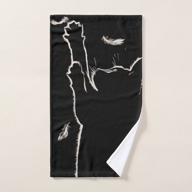 Cat and playing with feathers hand towel (Hand Towel)