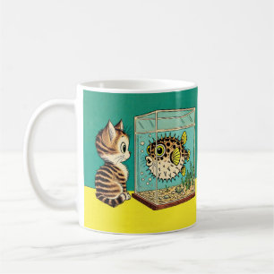 Cat and Puffer fish mug