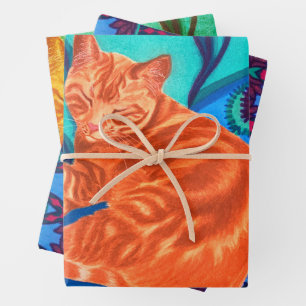 Cat and Quilt Wrapping Paper Sheet