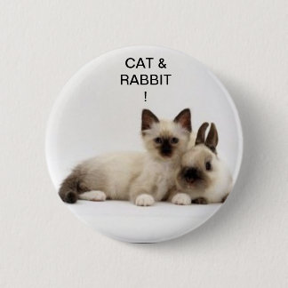 cat and rabbit / cat and rabbit siamese! badge! 6 cm round badge